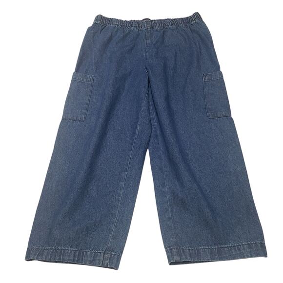 Basic Editions 3‑Pc Women’s Bundle S Paisley Top + Blue & Khaki Wide‑Leg Capris - Picture 8 of 16